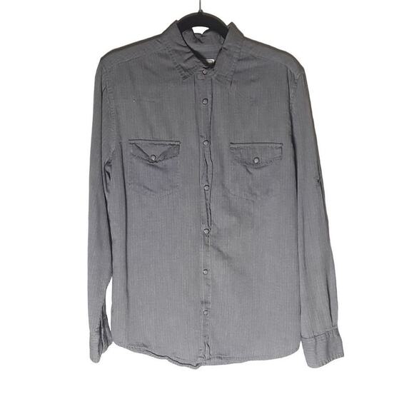 Colours Alexander Julian Men Shirt Medium Gray Casual Roll Tab Retro Streetwear - Picture 2 of 11